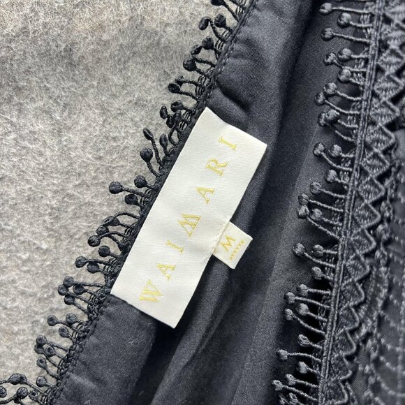 Waimari Dress Womens Medium Black Lace Puff Sleeve Mini Ruffle Hem Party - Picture 5 of 7